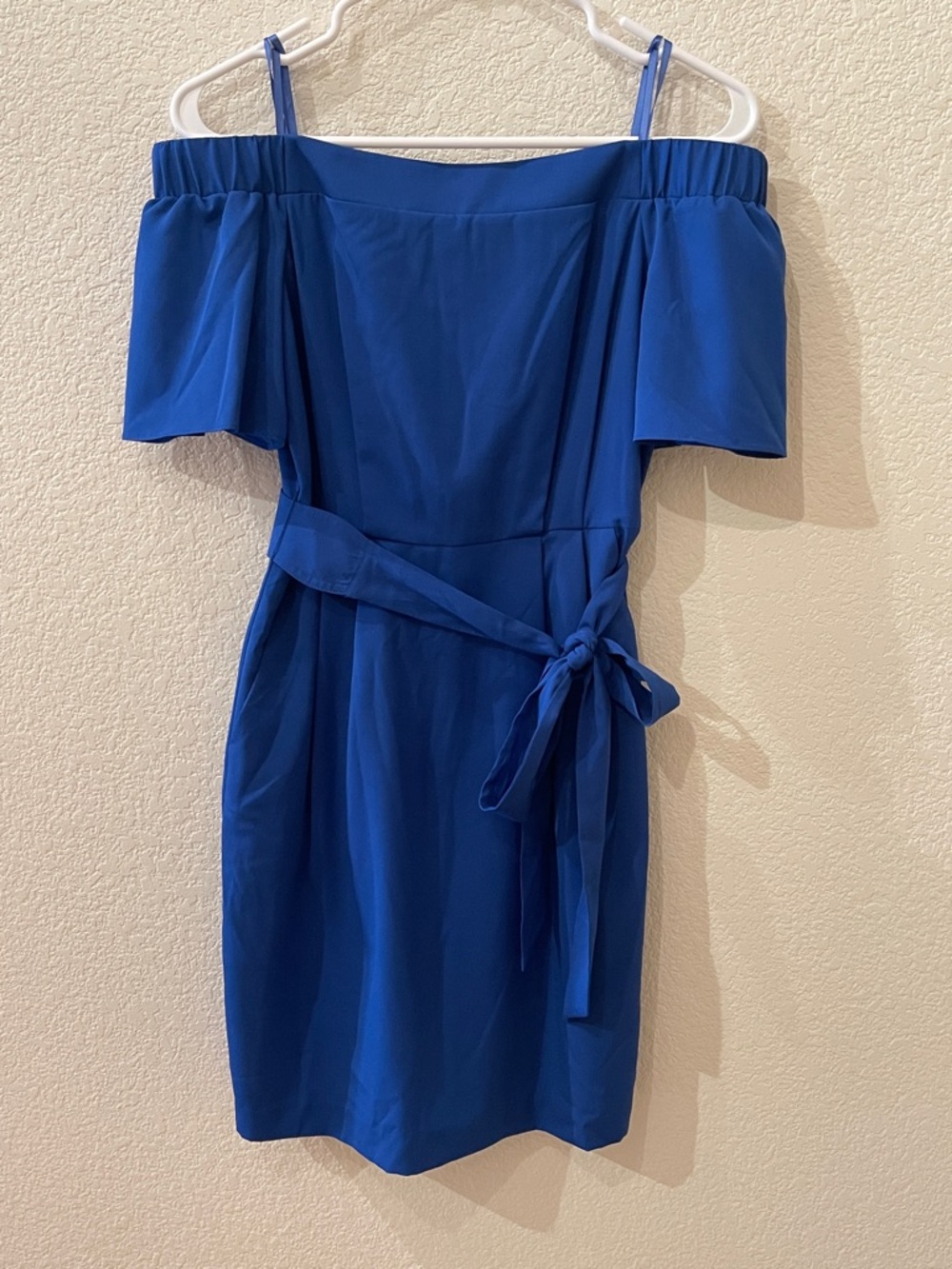 Eliza Off-Shoulder Royal Blue Belted Dress